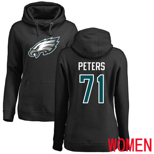 Women Philadelphia Eagles 71 Jason Peters Black Name and Number Logo NFL Pullover Hoodie Sweatshirts